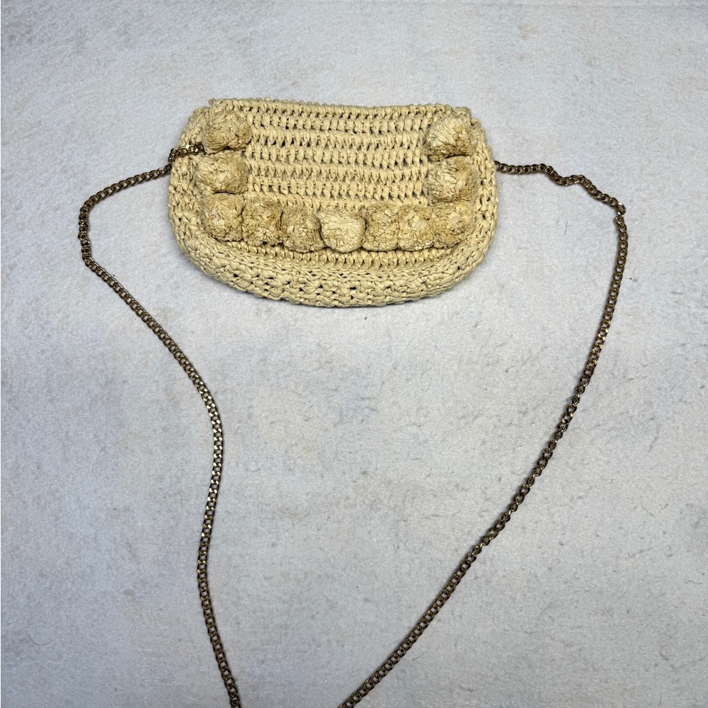 Loft‎ Cream Straw Cross Body Bag
